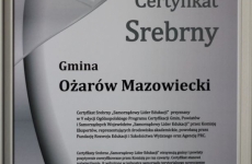 Certyfikat srebrny - Ożarów Mazowiecki Samorządowym Liderem Edukacji 2015