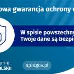 Na górze grafiki jest napis: ustawowa gwarancja ochrony danych. Poniżej po lewej stronie widać symbol tarczy i kłódki. Obok jest napis: w spisie powszechnym Twoje dane są bezpieczne! W lewym dolnym rogu grafiki są cztery małe koła ze znakami dodawania, odejmowania, mnożenia i dzielenia, obok nich napis: Liczymy się dla Polski! Na dole pośrodku jest napis: spis.gov.pl. W prawym dolnym rogu jest logotyp spisu: dwa nachodzące na siebie pionowo koła, GUS, pionowa kreska, NSP 2021.