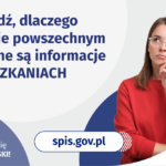 Na grafice jest napis: Sprawdź, dlaczego w spisie powszechnym zbierane są informacje o mieszkaniach. Po prawej stronie widać kobietę z zaciekawioną miną. Na dole grafiki są cztery małe koła ze znakami dodawania, odejmowania, mnożenia i dzielenia, obok nich napis: Liczymy się dla Polski! Pośrodku jest adres strony internetowej: spis.gov.pl. W prawym dolnym rogu jest logotyp spisu: dwa nachodzące na siebie pionowo koła, GUS, pionowa kreska, Narodowy Spis Powszechny Ludności i Mieszkań 2021.